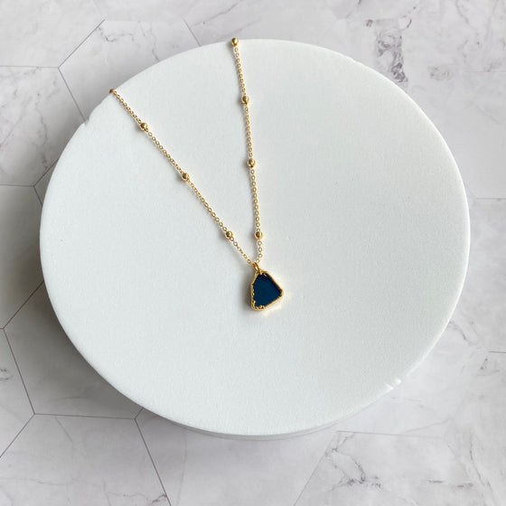 Sumayah Blue Agate Pendant Necklace