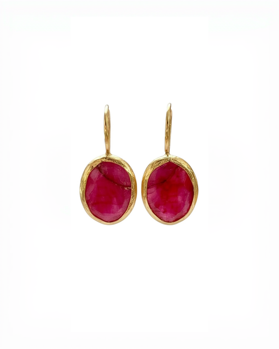Aysha Oval Ruby Earrings