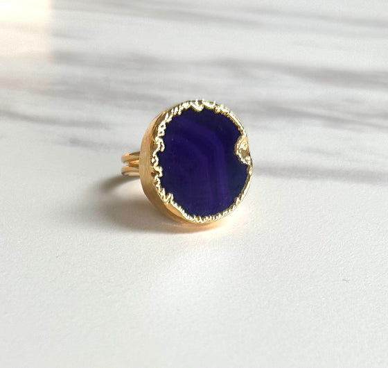 Sevilay Round Purple Agate Ring