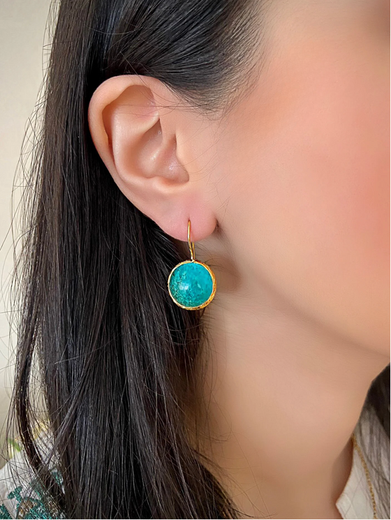 Aysha Round Turquoise Earrings