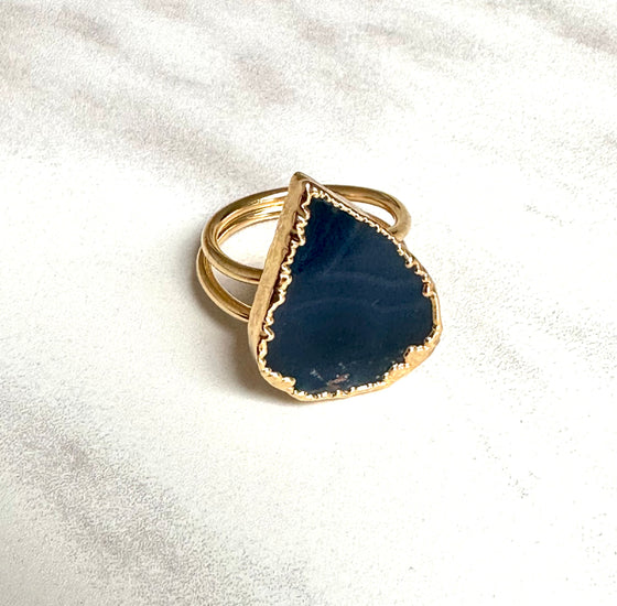 Sevilay Teardrop Blue Agate Ring