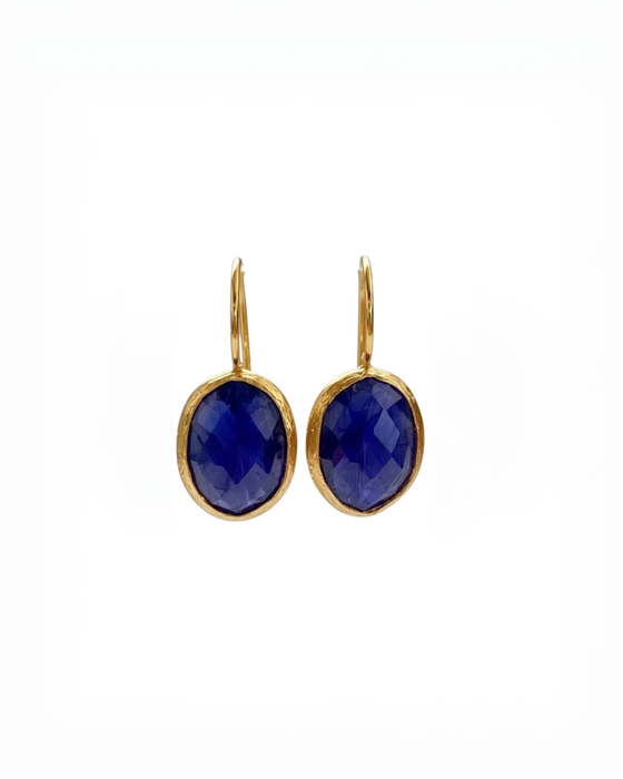 Aysha Oval Faceted Sapphire Earrings