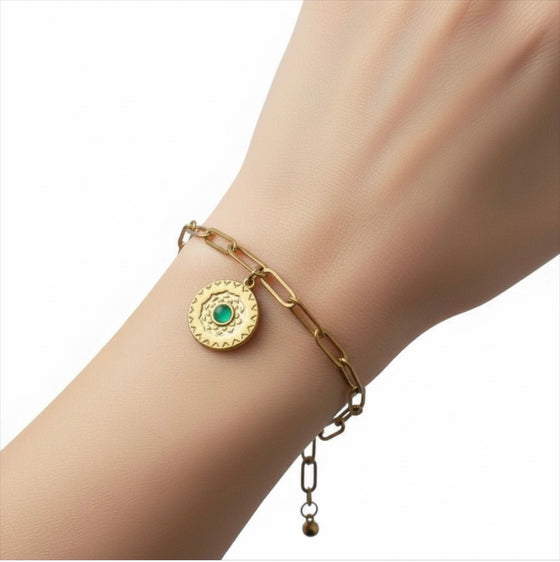 Ottoman Emerald Radiance Charm Bracelet