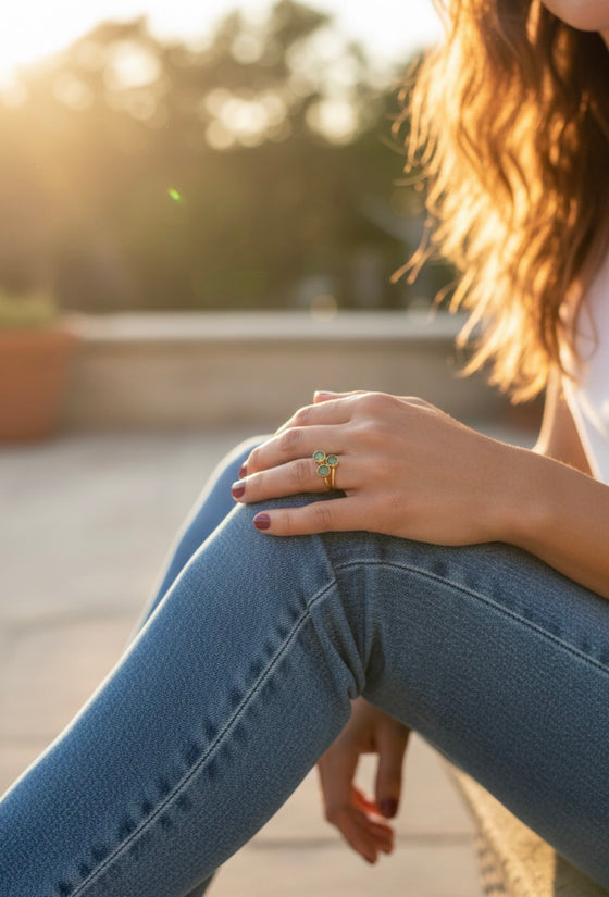 Green Tourmaline Meadow Ring