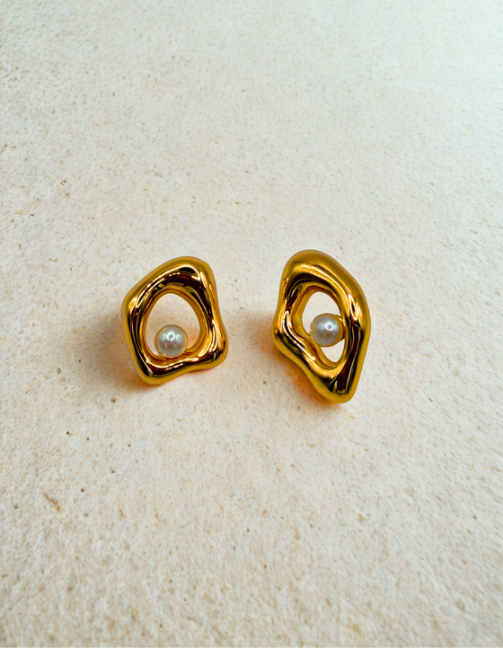 Casa Pearla Pearl gold plated 925 Silver earrings 