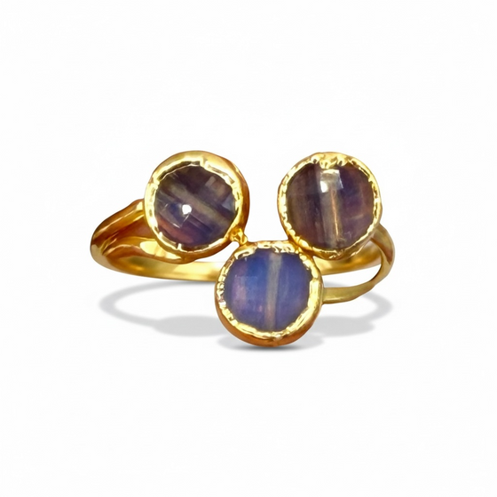 Lunastone Raw Moonstone Trio Ring