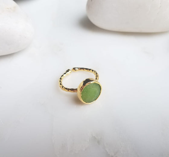 Zehra Olive Green Jade one stone ring