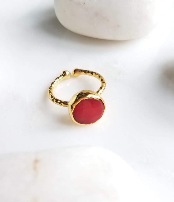 Zehra Red Jade one stone ring