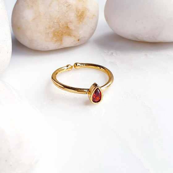 Stackable Small Teardrop Red Ring