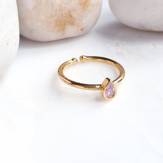 Stackable Small Teardrop Pink Ring