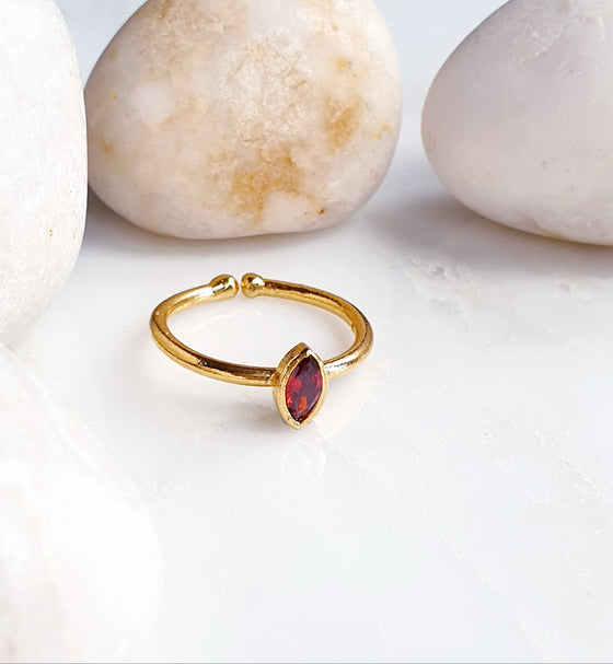 Stackable Small Pointy Oval Red Ring