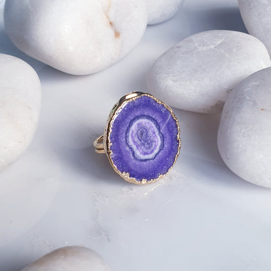 Galactic Purple solar quartz  Ring