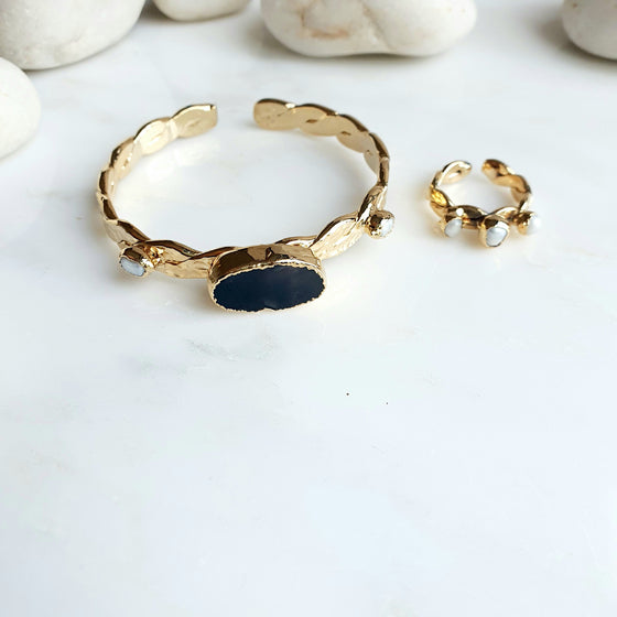 Twisted Agate and Pearl Set