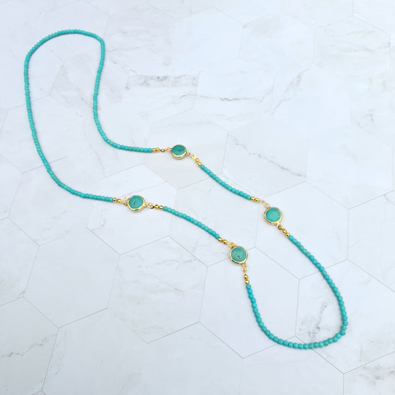 Long Turquoise beaded necklace