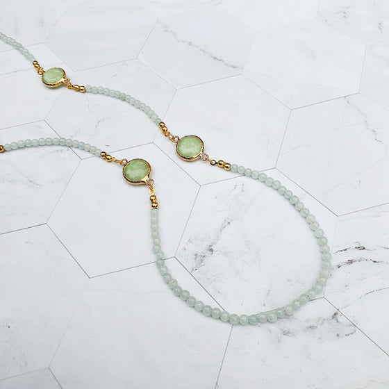 Light Aqua/Green Jade Beaded necklace