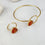 Saira Teardrop Orange Cat's eye Bangle and Ring Set