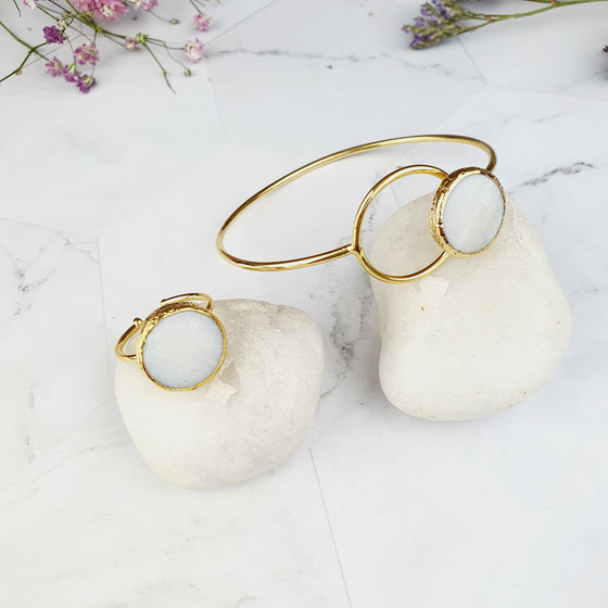 Saira Round Mother of Pearl  Bangle and Ring Set