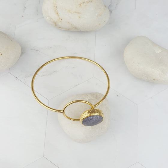 Saira Round Dark Purple Agate bangle