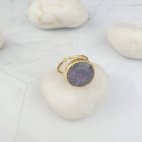 Saira Round Dark Purple Agate ring