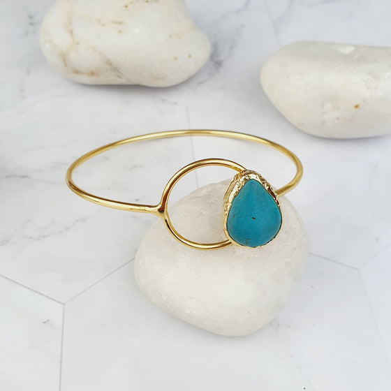 Saira Teardrop Turquoise cat's eye bangle and ring set