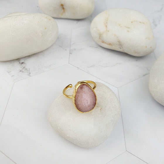 Saira Pink Teardrop Jade Ring