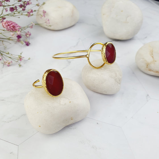 Saira Oval Ruby Bangle and Ring Set