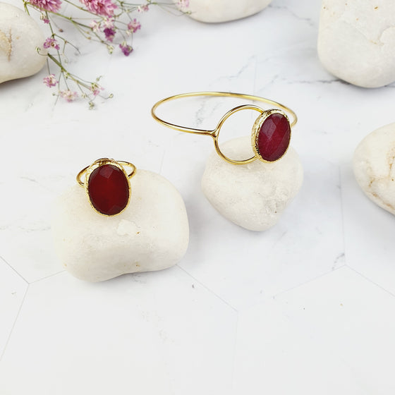 Saira Oval Ruby Bangle and Ring Set