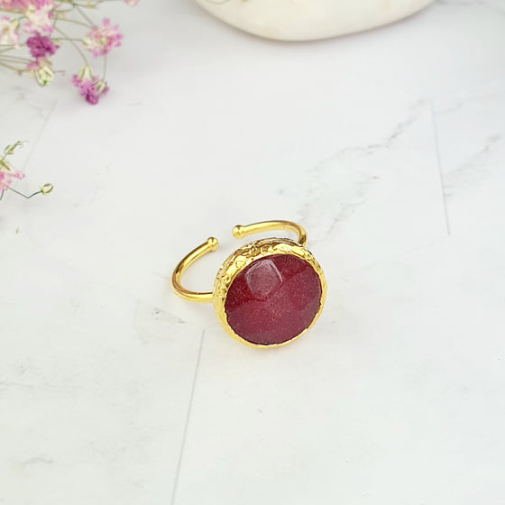 Saira Round Red Jade Ring