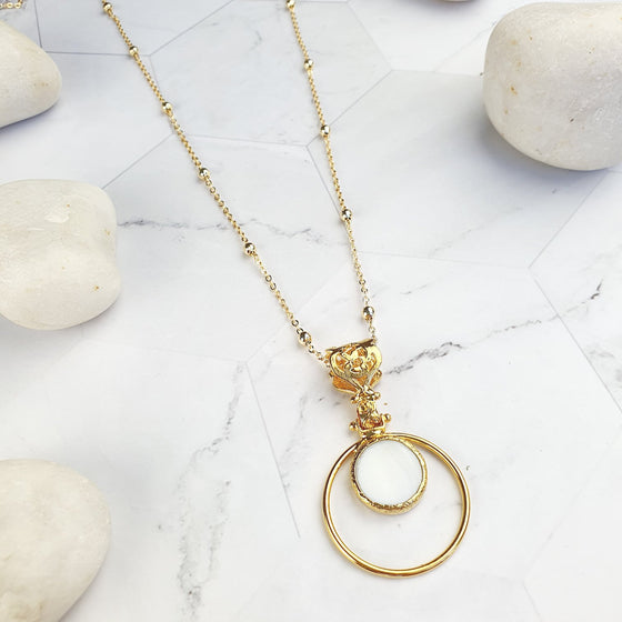 Sufia Round Mother of Pearl  Pendant Necklace