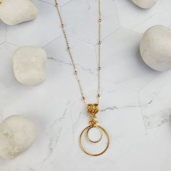 Sufia Round Mother of Pearl  Pendant Necklace
