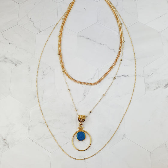 Saira Round Blue Jade layered Necklace