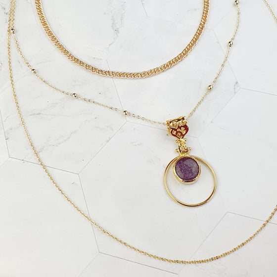 Saira Round Violet Jade layered Necklace