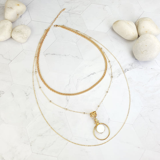 Saira Round Mother of Pearl layered Necklace