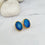 Dark Blue Oval Jade Studs
