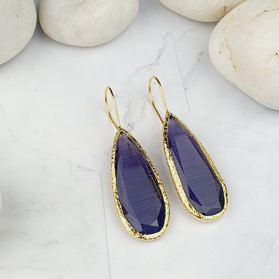Louiza Purple Cat's Eye Earrings