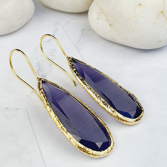 Louiza Purple Cat's Eye Earrings