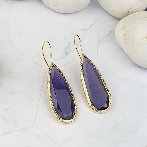 Louiza Purple Cat's Eye Earrings