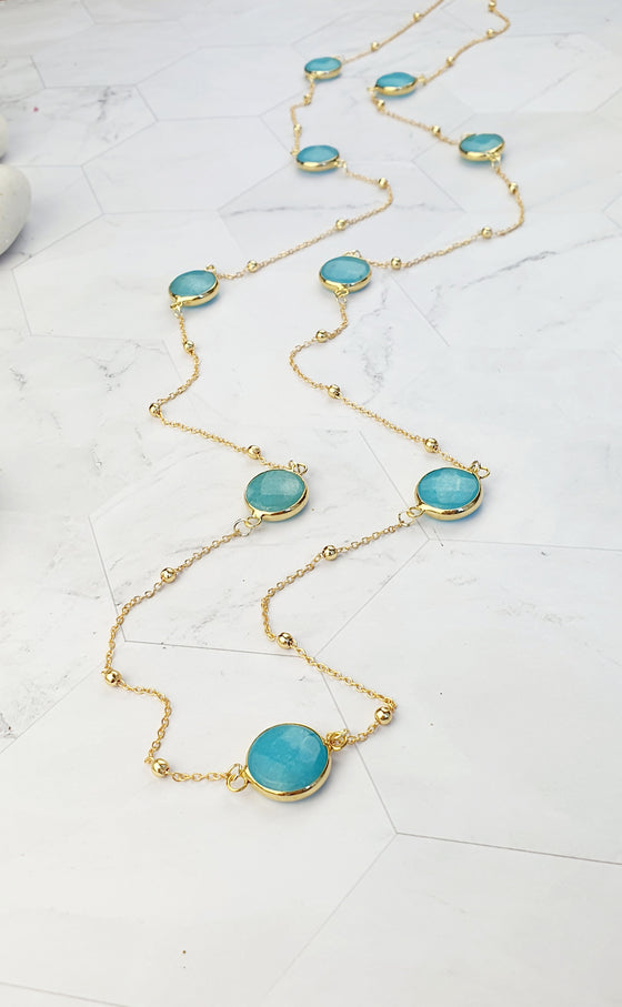 Light Blue Jade chain necklace