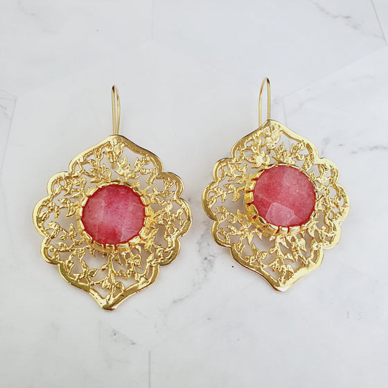 Sultan Pink Jade  Earrings