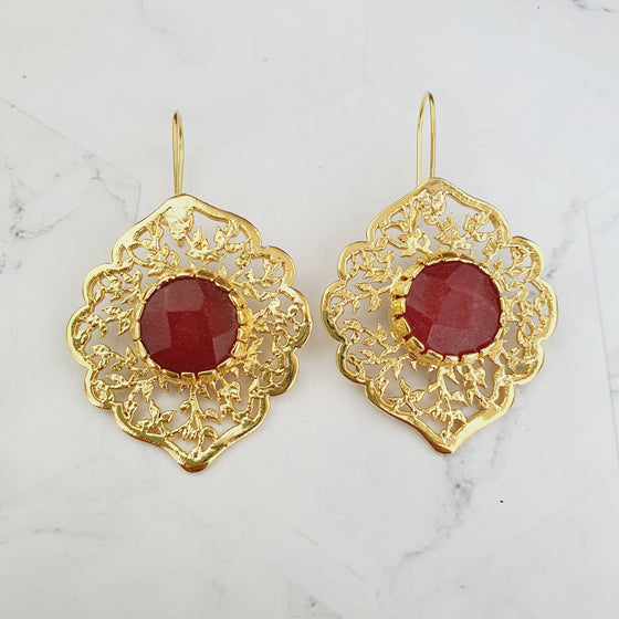 Sultan Red Jade  Earrings