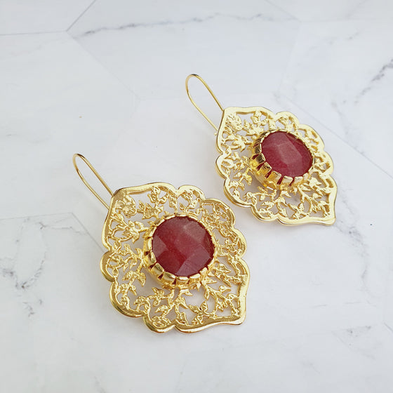 Sultan Red Jade  Earrings