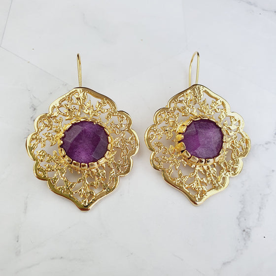 Sultan Purple Jade  Earrings