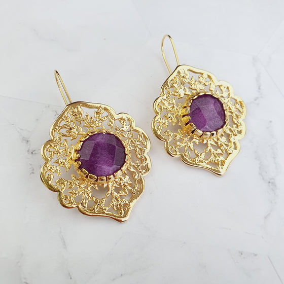 Sultan Purple Jade  Earrings