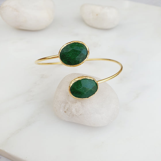 Kayla Double Green Agate Bangle