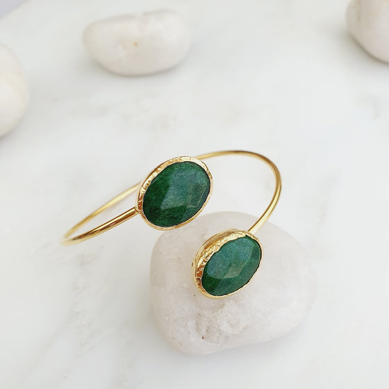Kayla Double Green Agate Bangle