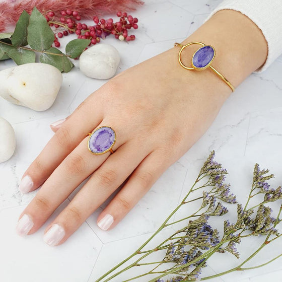 Saira Oval Purple Jade Ring