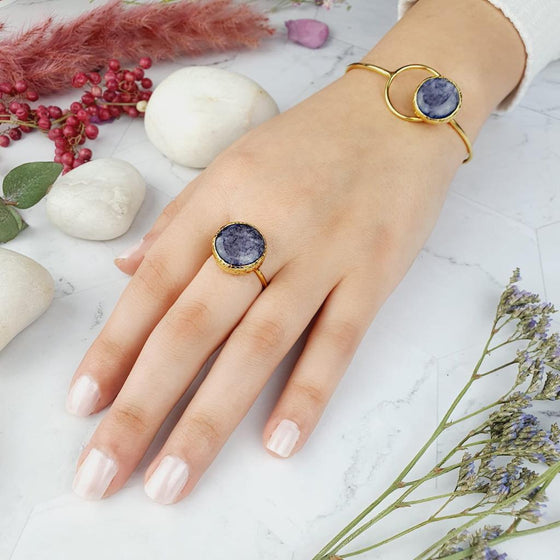 Saira Round Dark Purple Agate bangle