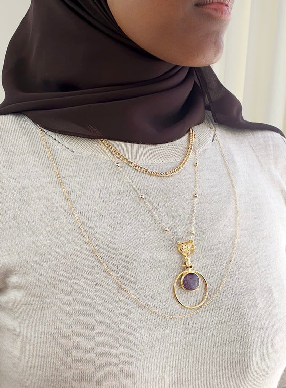 Saira Round Violet Jade layered Necklace