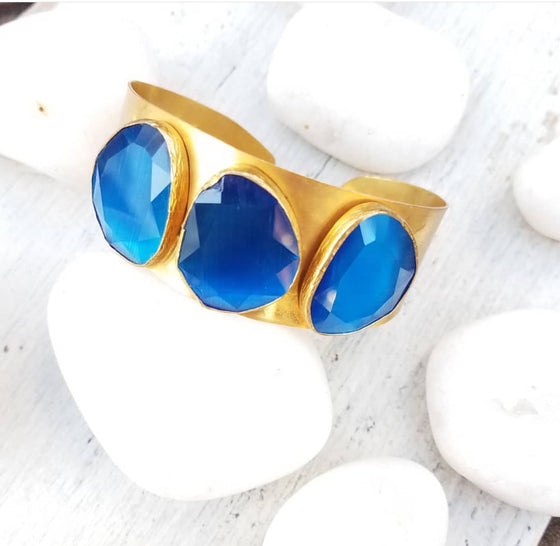 Blue Cat's Eye Cuff
