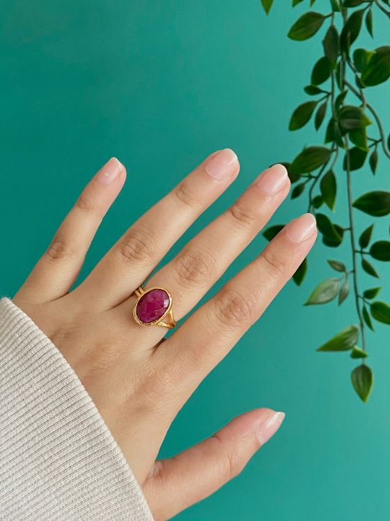 Aysha Oval Ruby Ring
